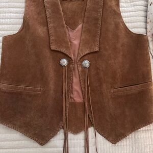 Western Brown Suede Vest with Fringe by Echo Mountain Men’s